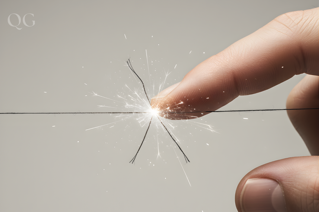 Gráfico mostrando una línea de enfoque que se rompe. Representa el costo de cambio de contexto y la pérdida de concentración.